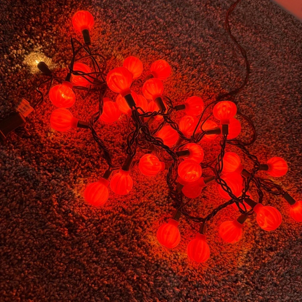 Pumpkin String Lights Orange 35 Light Set Jack O Lantern Halloween